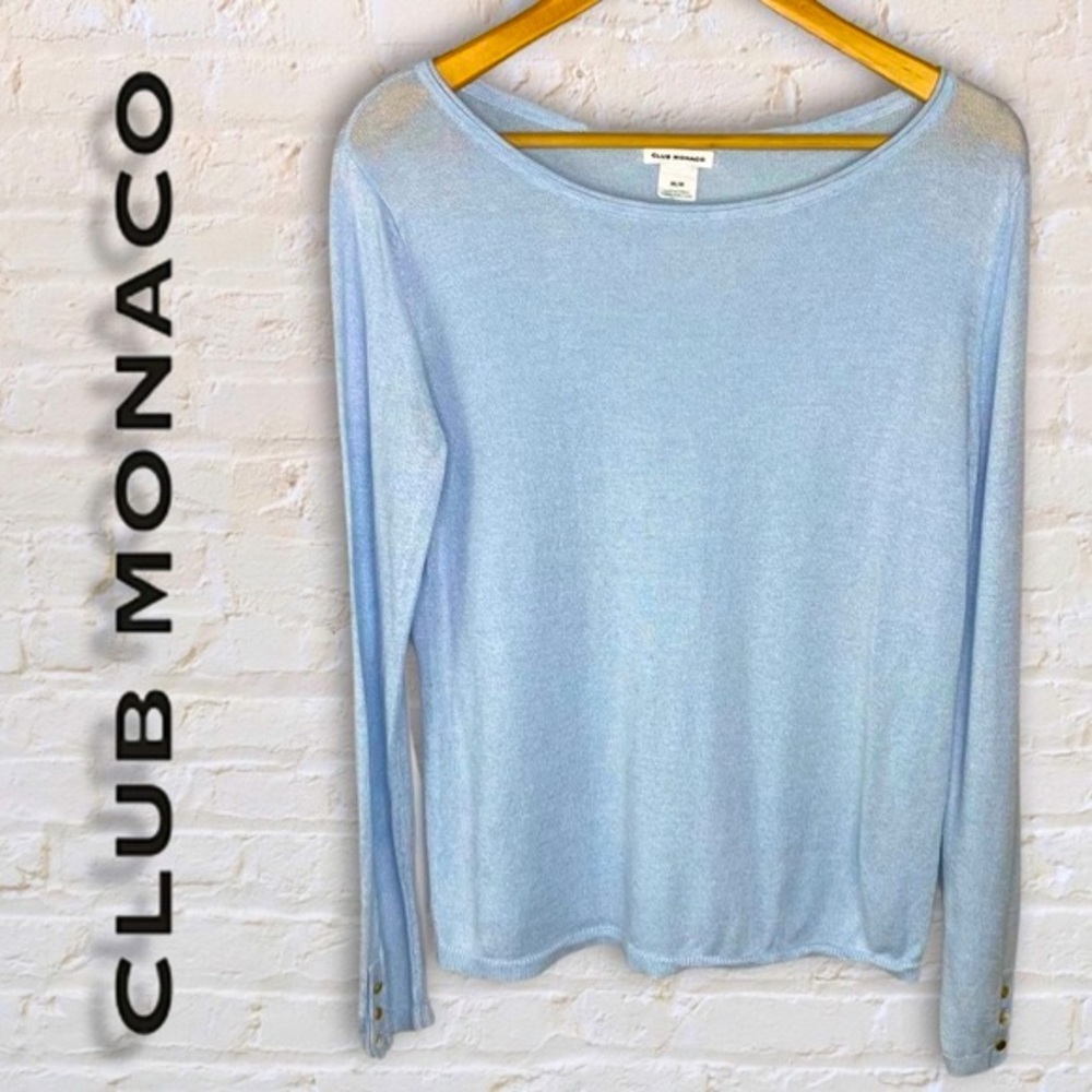 Club Monaco super lightweight sweater in baby blue Small cotton blend